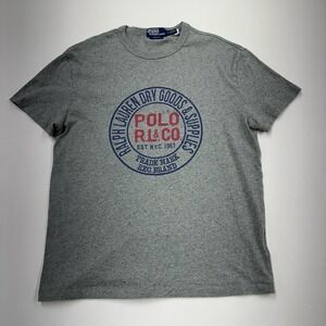 Polo Ralph Lauren Shirt Mens M Gray Dry Goods Supplies Classic Fit Short Sleeve
